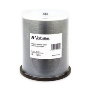 Verbatim CD-R 700MB 80Min 52x White Inkjet Hub-Printable - 100 Pack