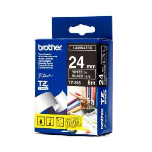 Brother TZe-355 24mm White on Black Laminated Tape