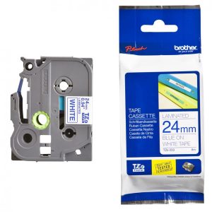 Brother TZe-253 24mm Blue on White Tape