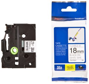 Brother TZe-FX241 18mm Black on White Flexible-ID Tape (8m)
