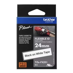 Brother 24mm Black on White Flexible TZe Tape (TZe-FX251)