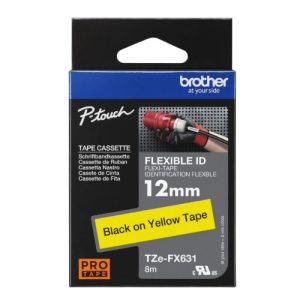 Brother TZE-FX631 12mm Black on Yellow Flexible TZe Tape