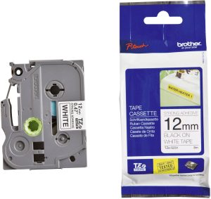 Brother TZE-S231 12mm Black on White Strong Adhesive TZe Tape