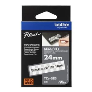 Brother TZe-SE5 24mm Black on White Security Tape