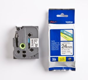 Brother 24mm Black on White TZe Tape