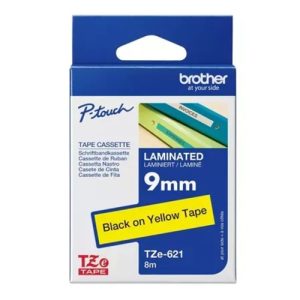 Brother TZE-FX621 - 9mm Black on Yellow Flexible TZ Tape