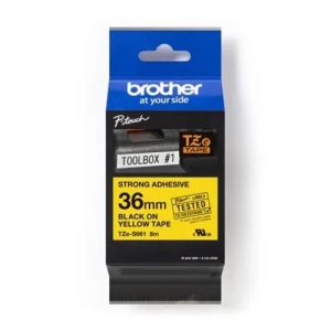 Brother TZE-S661 36mm Black on Yellow Strong Adhesive TZe Tape