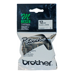 Brother M-K231 Non-Laminated 12mm Black on White Tape