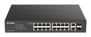 D-Link DGS-1100-18PV2, 18-Port Gigabit Smart Managed PoE Switch, 16 PoE and 2 Combo RJ45/SFP ports, 1 Year Warranty