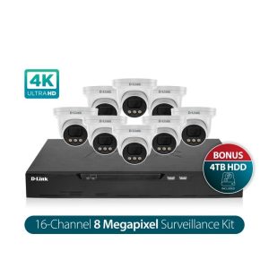 D-Link Vigilance Surveillance Kit with 16CH NVR and Eight 8MP Turret Cameras (4TB HDD included)