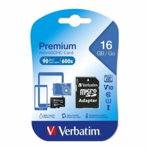 Verbatim Micro SDHC 16GB (Class 10) with Adaptor Up to 45MB/Sec 300X read speed