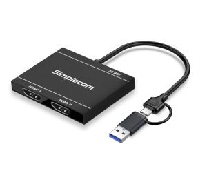 Simplecom DA327 USB 3.0 or USB-C to Dual HDMI Display Adapter for 2x 1080p Extended Screens