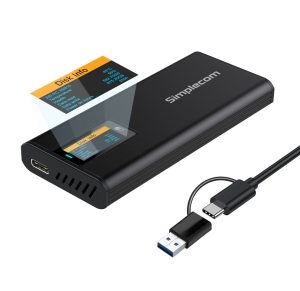 Simplecom SE530 NVMe / SATA M.2 SSD to USB-C Enclosure with SMART LED Screen