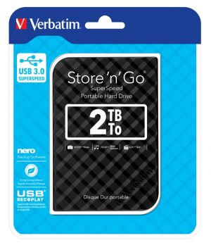 Verbatim 2TB 2.5" USB 3.0 Black Store 'n' Go HDD Grid Design