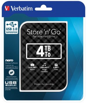 Verbatim 4TB 2.5" USB 3.0 Black Store 'n' Go HDD Grid Design