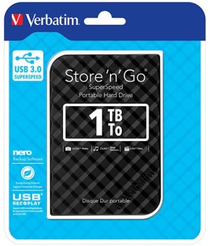 Verbatim Store 'n' Go Grid Design 1TB 2.5" External Hard Drive - Black