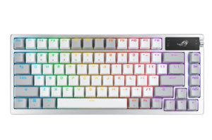 ASUS ROG AZOTH/US/PBT/WHT (Snow Switch) Gaming Keyboard, OLED Display, NX Snow Switch, 75 Keys, Tri-mode Connection, White, Quiet