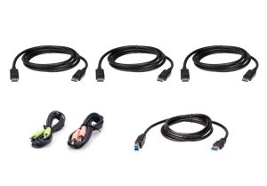 Aten CS1964 Cable Kit, includes 3 1.5m DisplayPort cables, 1.8m USB, audio input and output cables