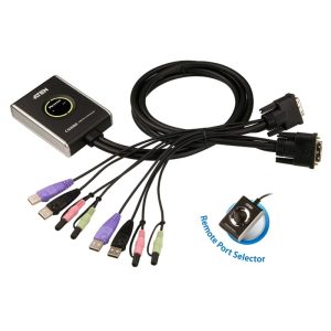 Aten 2-Port USB DVI Cable KVM Switch with Audio and Remote Port Selector