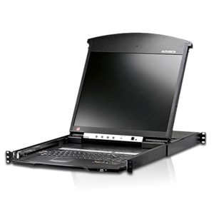 Aten 8 Port Dual Rail CAT5 LCD KVM over IP Switch w/ Daisy Chain 19" LED-Backlit LCD Monitor, Touchpad, PS/2-USB, Local/Remote Share Access, Rackmount