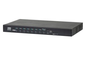 ATEN 16A 8-Outlet 1U Metered & Switched eco PDU, Detachable front panel fits 19' racks with different depths, Supports RS-232 port