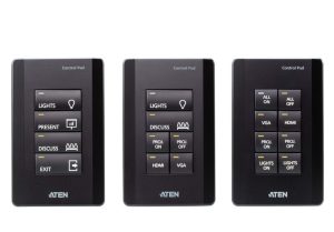 Aten 8 Button Control Pad in black color with 1 Gang US wall plate