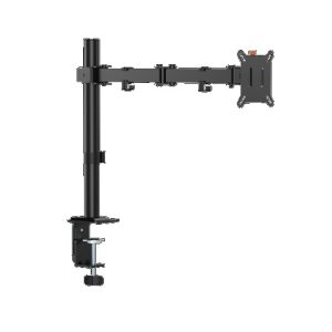 Brateck Flow Basic Articulating Monitor Arm Black, 17–32', VESA 75x75/100x100, Clamp/Grommet Mount, ±90° Swivel, Height Adjustable, Quick-Release VESA