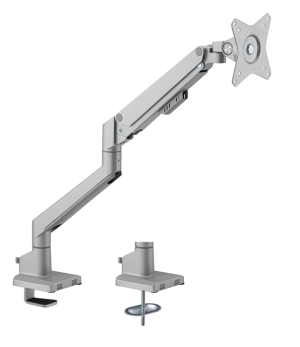 Brateck Single Monitor Thin Gas Spring Monitor Arm Fit Most 17'-32' Monitors, Up to 9kg per screen VESA 75x75/100x100 Matte Silver