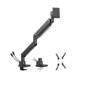 Brateck LDT80-C012UC Super Heavy-Duty Gas Spring Monitor Arm with USB-A and USB-C Ports For most 17'~57' Monitors, Matte Black(LS)