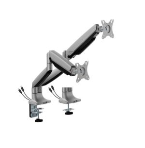 Brateck LDT82-C024UC Dual Screen Heavy-Duty Gas Spring Monitory Arm with USB Ports For most 17'~35' Monitors, Matte Silver (LS)