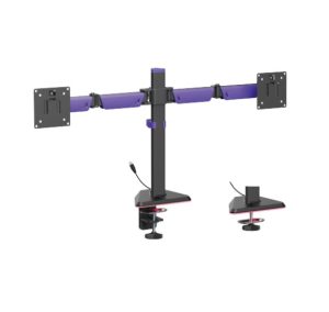 Brateck LDT89-C024L Matte Black Amethyst Articulating RGB Lighting Gaming Dual Monitor Arm, Fit Screen Size: 17'-32' (LS)