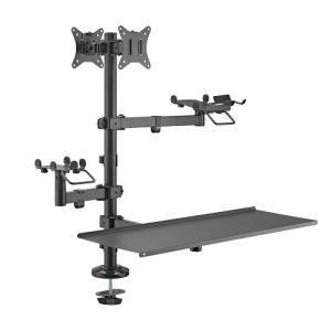 Brateck POS Mounting Solution For Dual Screens (with keyboard tray), Fit Screen Size:17'-32'm, Weight Capacity (per screen): 9kg  (LS)