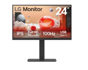 LG 24' Full HD IPS 100Hz Monitor, 1920x1080, Built-in Power&Speaker, USB-C 65W PD, RJ45, sRGB 99%, 5ms, 16:9, versatile stand Tilt/Height/Swivel/Pivot