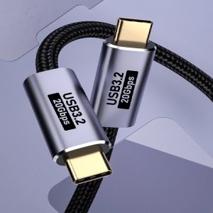USP BoostUp Cafule Braided USB-C to USB-C (3.2 Gen2) Charge & Video Cable (1.5M) -Black,5A/100W PD,20Gbps,8K/60Hz,USB-C Compatibility,5 Years Warranty