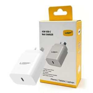 USP 45W GaN Single USB-C PD Wall Charger - White