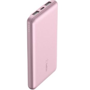 Belkin BoostCharge 10k mAh Power Bank (Triple-Port) + USB-C to USB-A Cable - Pink (BPB011btPK),2x USB-A(12W),1x USB-C(15W), $2500 CEW,2 Years Warranty