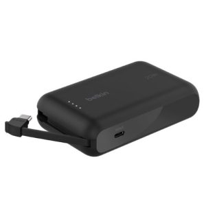 Belkin BoostCharge 10K Power Bank with Integrated 20W USB-C Cable (5.7 cm) - Black (BPB021fqBK), 2xUSB-C(20W), $2500 CEW, 2 Years Warranty