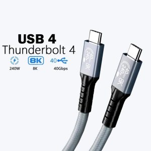 USP BoostUp Hyperlink USB4 USB-C to USB-C Cable (1M) Black - USB4 - 40Gbps,240W, 8K (60Hz)/4K (144Hz), Fast Charge, 5 Years Warranty