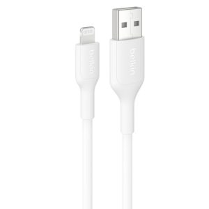 Belkin BoostCharge Lightning to USB-A Cable (1M) - White (CAA019fq1MWH), 2.4A/15W, 480Mbps, 300K+ Bends, Apple iPhone, iPad, 2 Years Warranty