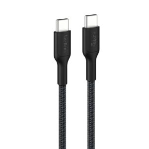 Belkin BoostCharge Pro Braided USB-C to USB-C Cable (1M) - Black (CAB025FQ1MBK), 5A/240W, 480Mbps, 350K+ Bend, USB-IF Certified, 2 Years Warranty