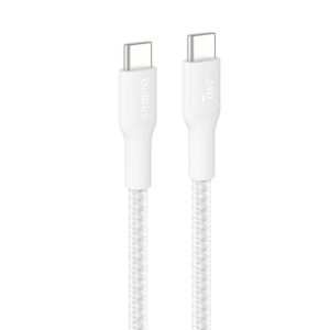 Belkin BoostCharge Pro Braided USB-C to USB-C Cable (3M) - White (CAB025fq3MWH), 5A/240W, 480Mbps, 350K+ Bend, USB-IF Certified, 2 Years Warranty