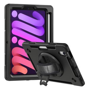 USP Rugged Apple iPad Mini (8.3') (A17 Pro) (7th Gen) / iPad Mini (8.3') (6th Gen) Case Black - Built-in-Kickstand, 5 Years Warranty
