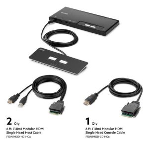Belkin Cybersecurity and Secure KVM 2-Port Single Head HDMI Modular Secure KVM Switch PP4.0 W/ Remote - Black (F1DN102MOD-HH-4), 2 Years Warranty