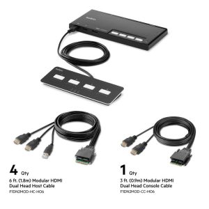 Belkin Cybersecurity 4-Port Dual Head HDMI Modular Secure KVM Switch PP4.0 with Remote