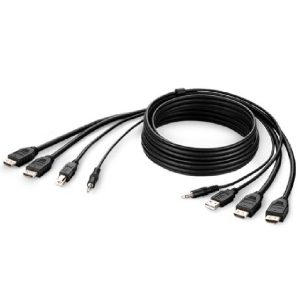 Belkin Cybersecurity and Secure KVM TAA AA DUAL HDMI/USB/AUD CBL, HDMI M/M; USB A/B,(1.8M) - Black(F1DN2CCBL-HH6T), 2 Years Warranty