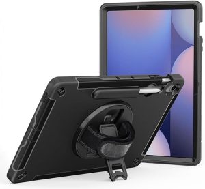 USP Rugged Samsung Galaxy Tab S10 FE+ (13.1') Case Black - Built-in-Kickstand, Hand & Shoulder Straps, DropProof,5 Years Warranty