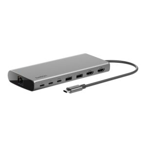 Belkin Connect Universal USB-C 8-in-1 Dual Display Core Hub - Space Grey (INC015btSGY-CZ), 100W PD, 10Gbps, 2x USB-C, Silicon Motion, 2 Years Warranty
