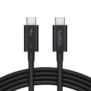Belkin Connect Thunderbolt 5 USB-C to USB-C Cable (1M) - Black (INZ005fq1MBK), 5A/240W, 80Gbps, 8K or 4K@540Hz, Durable, 2 Years Warranty