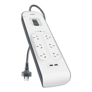 Belkin SurgePlus 6-Outlet Surge Protector With Dual USB Port 2.4 Amp-White(BSV604au2M),Heavy Duty 2M Power Cord,650 Joules,$30000 CEW,2 Years Warranty