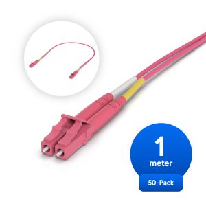 Ubiquiti Indoor OM4 Multi-mode Fiber, Duplex LC UPC Connectors, Fiber Patch Cable, 1M, 50-pack